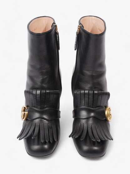 Gucci GG Marmont Fringe Block Heel 70mm Black Leather EU 37 UK 4