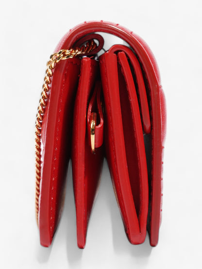 Burberry Card Holder Wallet on Chain Red / Gold Leather