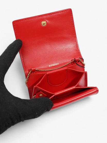 Burberry Card Holder Wallet on Chain Red / Gold Leather