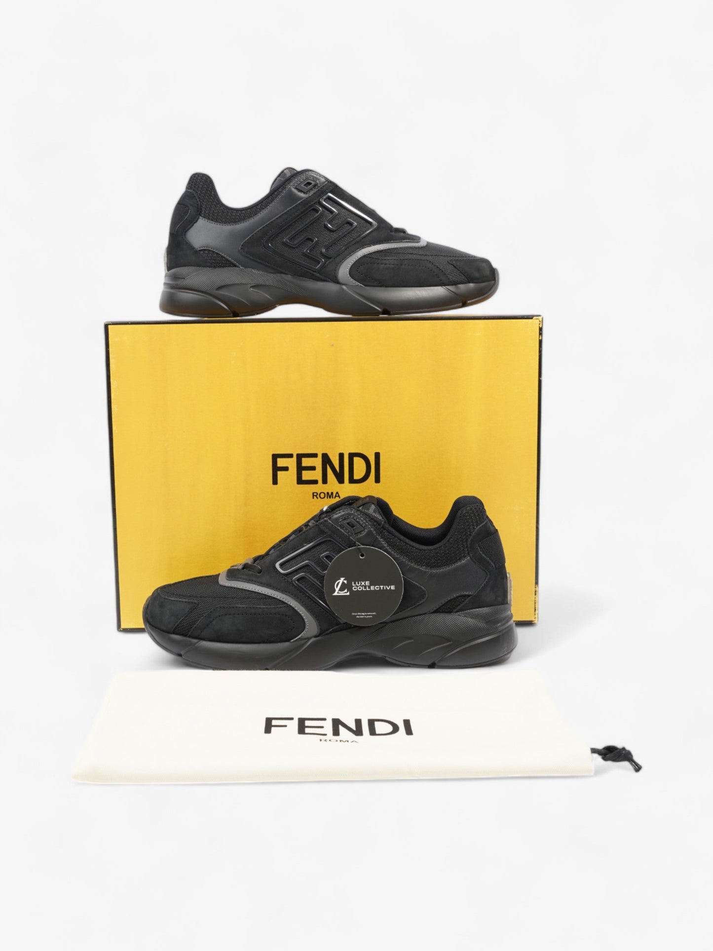 Fendi FF Runner Sneakers Black Mesh EU 42 UK 8