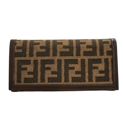 Fendi Zucca Canvas Leather Long Wallet