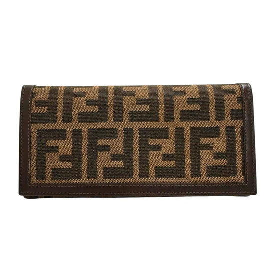 Fendi Zucca Canvas Leather Long Wallet