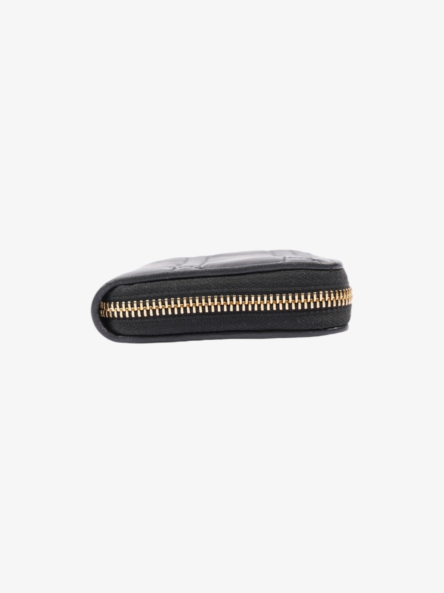 Christian Dior Cannage Zip Around Wallet Black / Gold Lambskin Leather