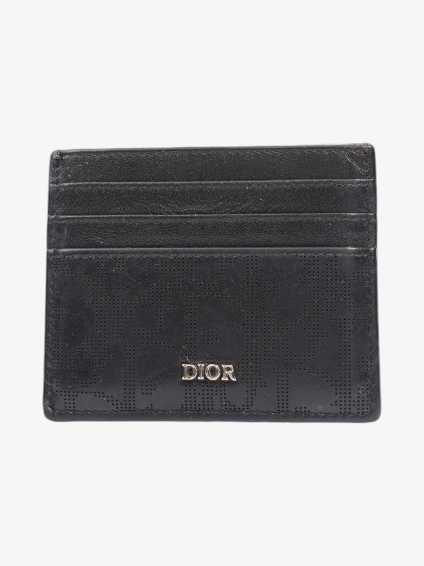 Christian Dior Oblique Galaxy Card Holder Black Leather