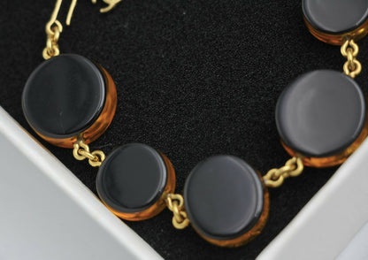 Chanel Vintage 98A Acrylic Dark Brown Turtle and Camellia Tortoise Shell Style Bracelet