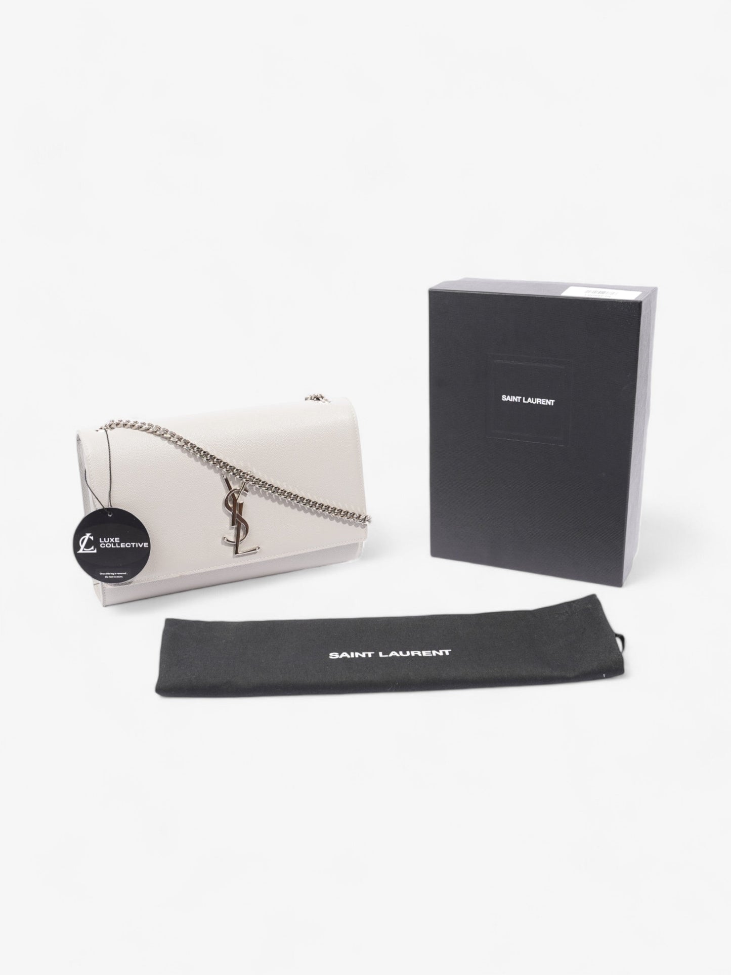 Saint Laurent Kate Grey Grained Leather Medium