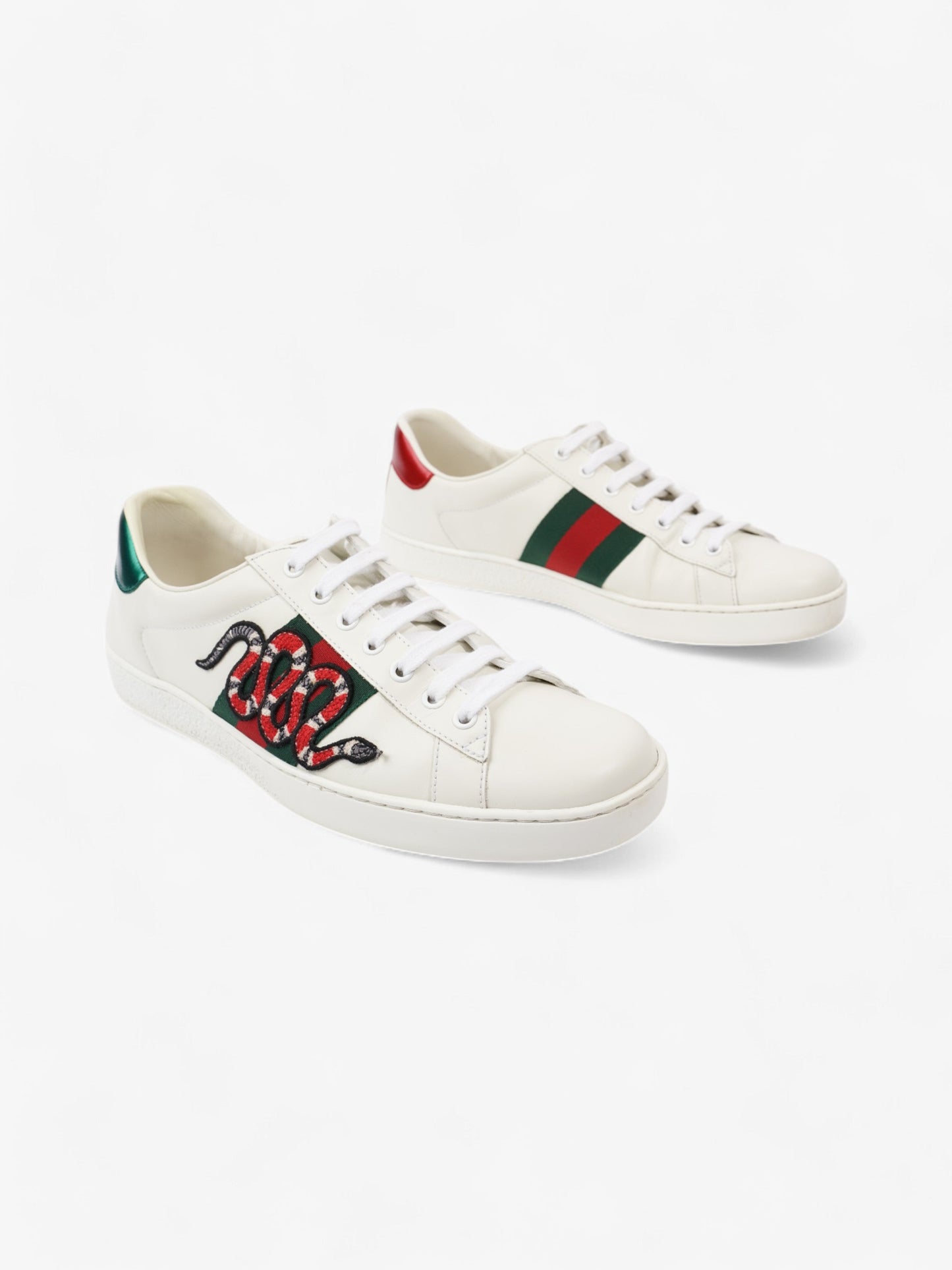 Gucci Ace Sneakers with Snake White / Red / Green Leather EU 43 UK 9
