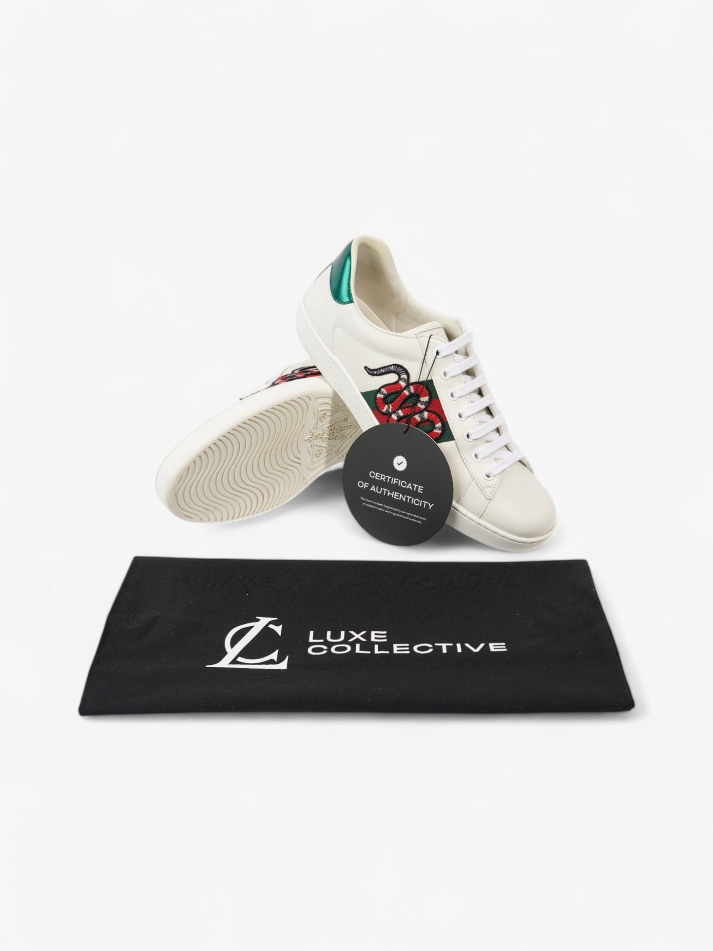 Gucci Ace Sneakers with Snake White / Red / Green Leather EU 43 UK 9