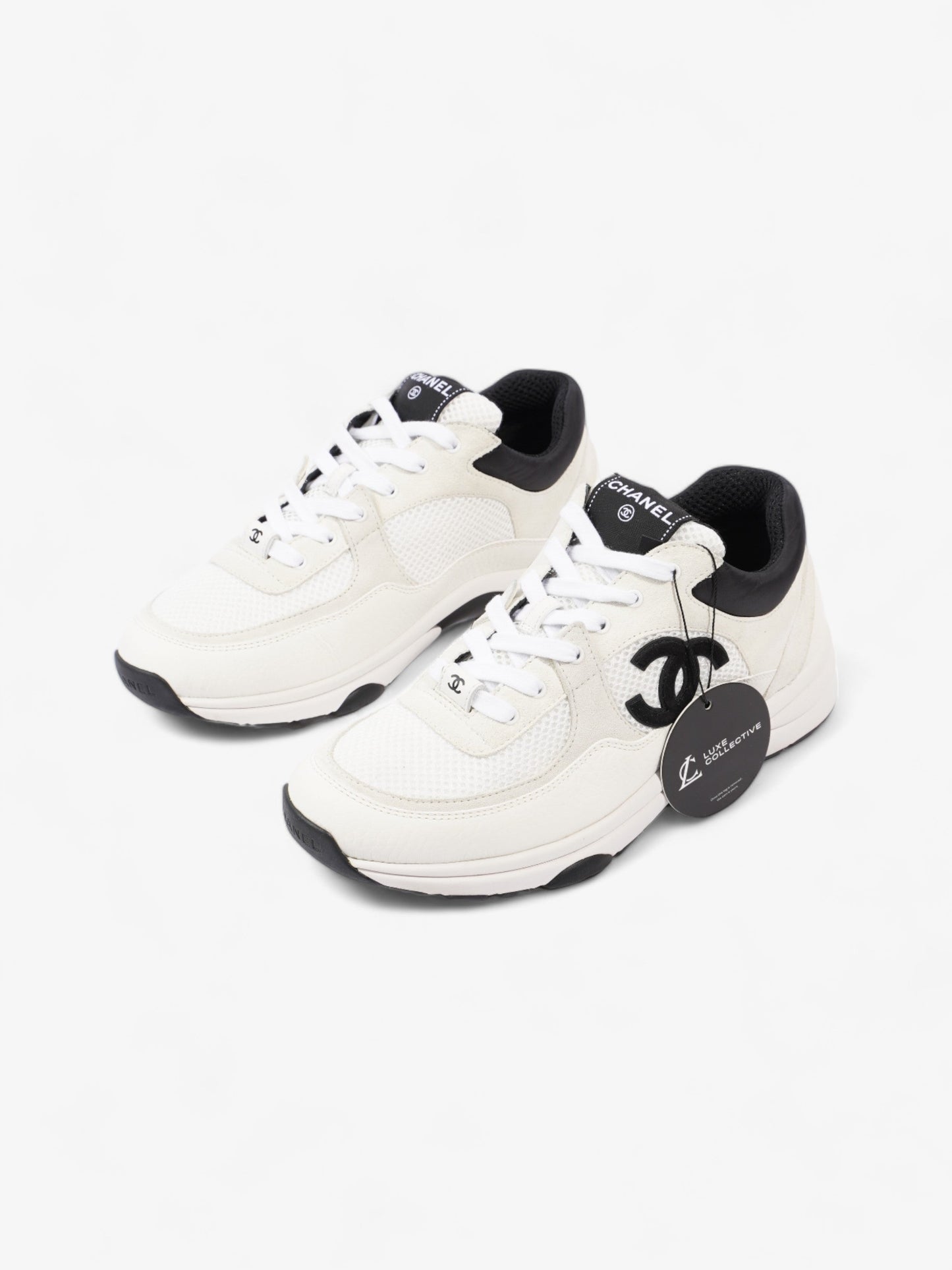Chanel CC Logo Sneakers  White / Black Mesh EU 39.5 UK 6.5