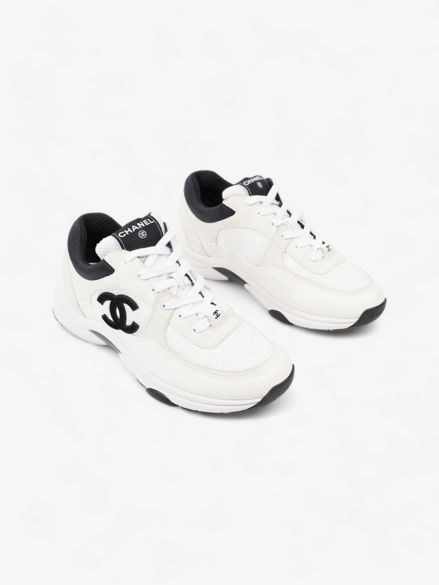Chanel CC Logo Sneakers  White / Black Mesh EU 39.5 UK 6.5