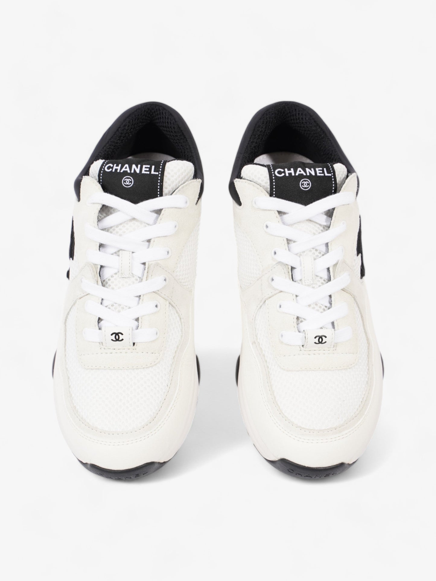 Chanel CC Logo Sneakers  White / Black Mesh EU 39.5 UK 6.5