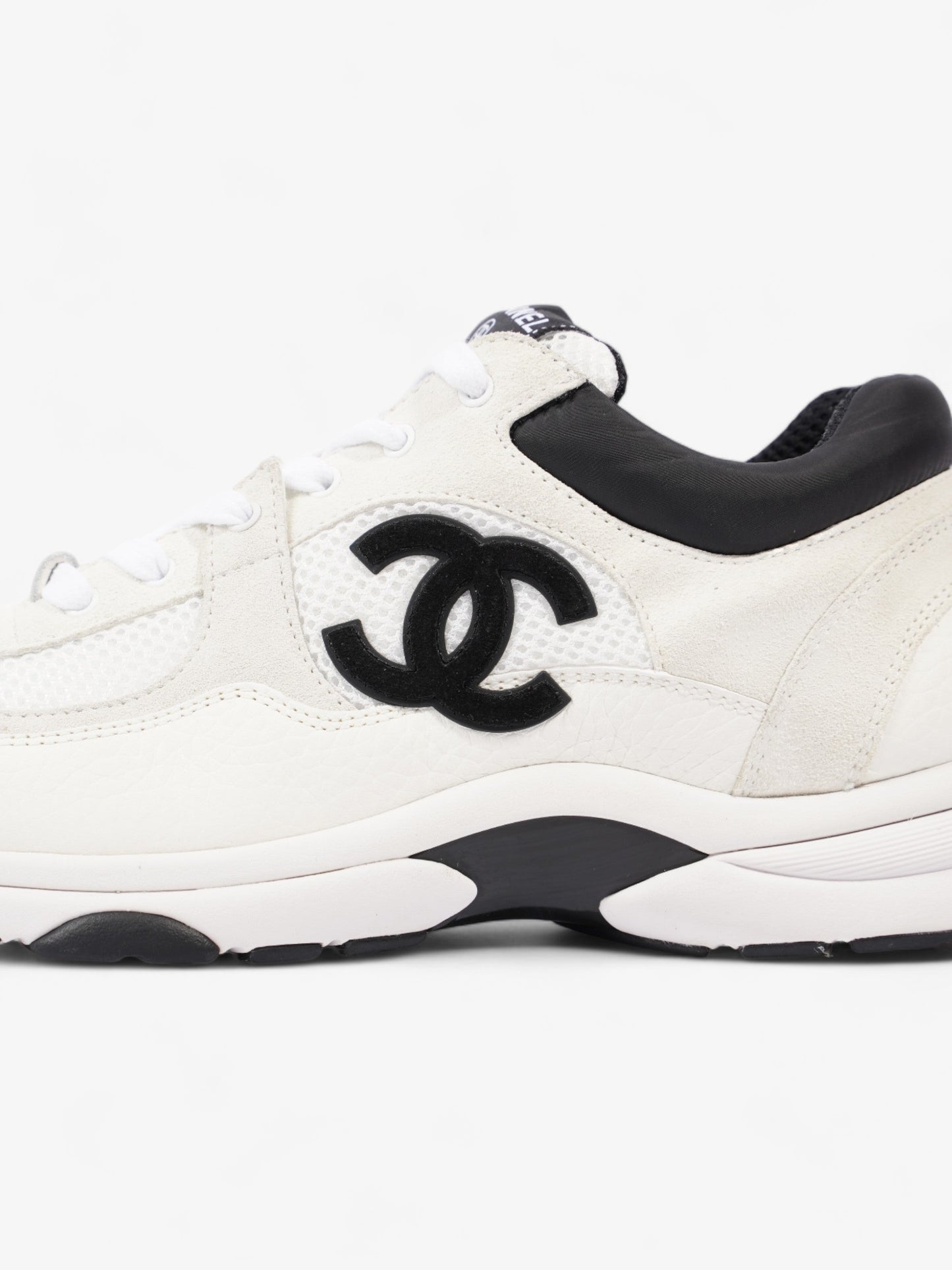 Chanel CC Logo Sneakers  White / Black Mesh EU 39.5 UK 6.5