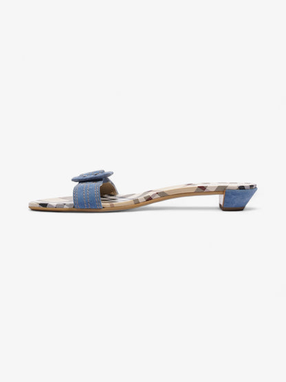 Burberry Suede Buckle Sandals Beige Checkered / Blue Suede EU 38 UK 5