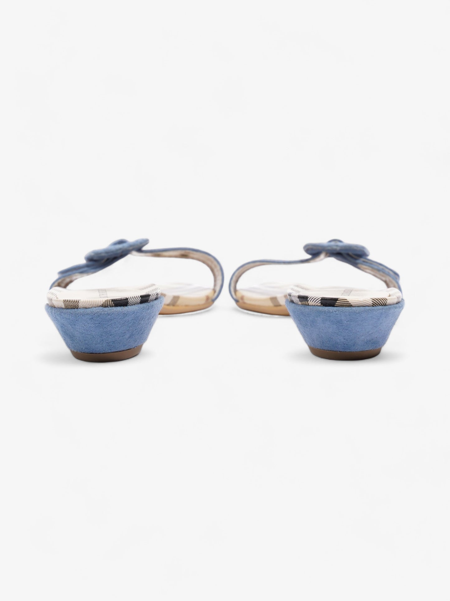 Burberry Suede Buckle Sandals Beige Checkered / Blue Suede EU 38 UK 5