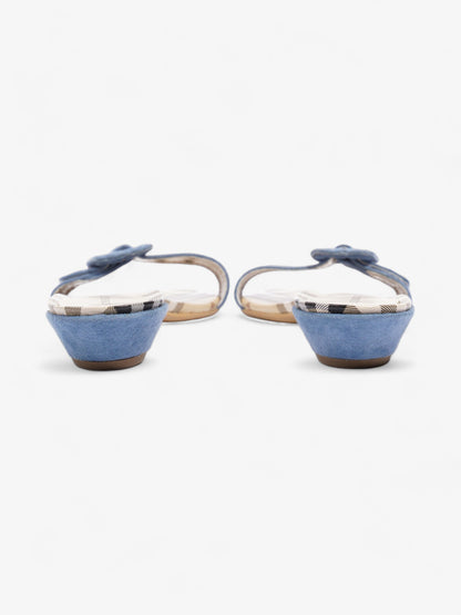Burberry Suede Buckle Sandals Beige Checkered / Blue Suede EU 38 UK 5