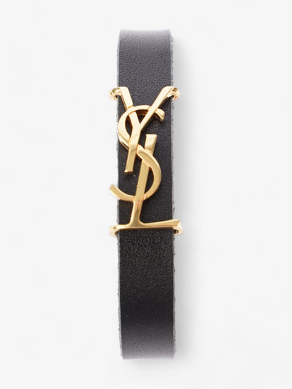 Saint Laurent Opyum Single Wrap Bracelet Black Leather Medium