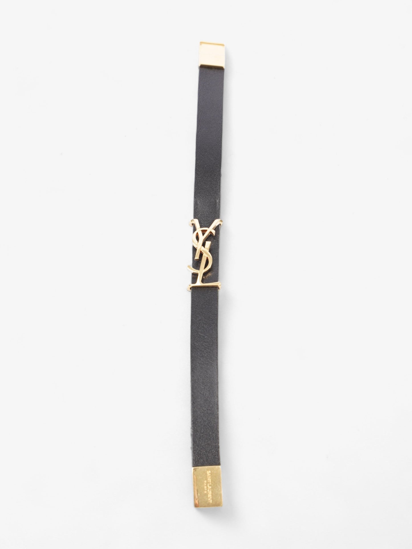 Saint Laurent Opyum Single Wrap Bracelet Black Leather Medium