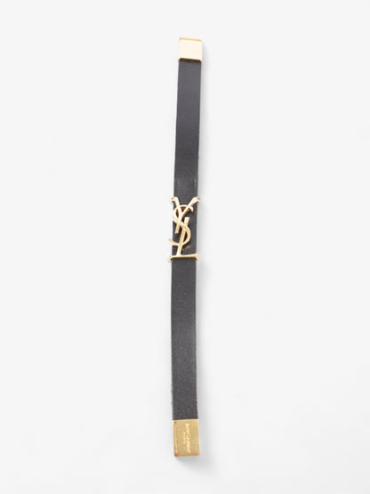 Saint Laurent Opyum Single Wrap Bracelet Black Leather Medium