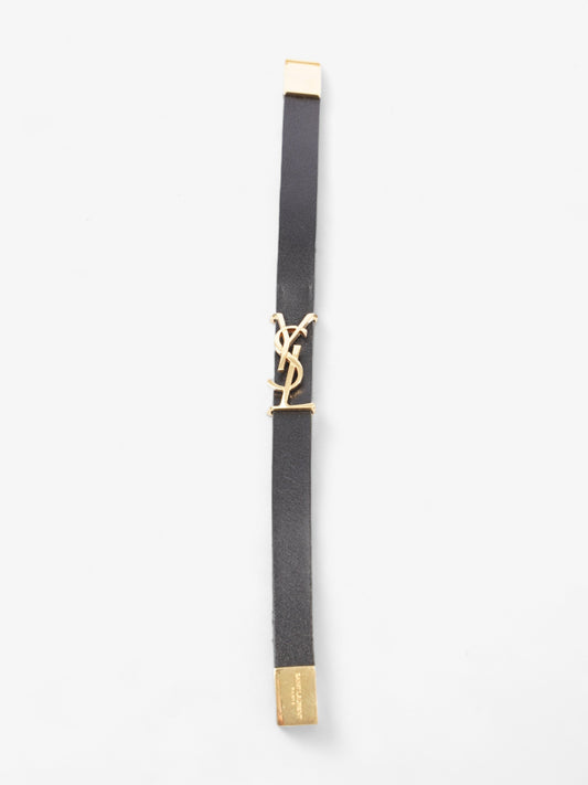 Saint Laurent Opyum Single Wrap Bracelet Black Leather Medium