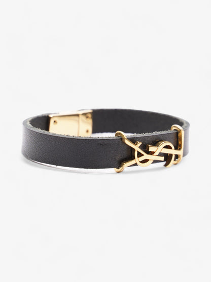 Saint Laurent Opyum Single Wrap Bracelet Black Leather Medium