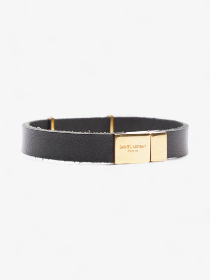 Saint Laurent Opyum Single Wrap Bracelet Black Leather Medium