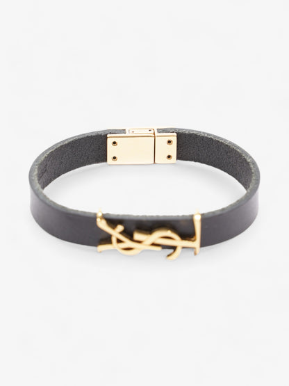 Saint Laurent Opyum Single Wrap Bracelet Black Leather Medium