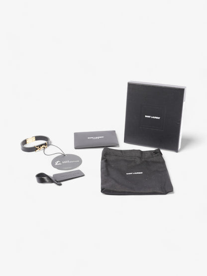 Saint Laurent Opyum Single Wrap Bracelet Black Leather Medium