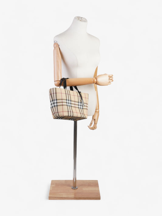 Burberry Check Tote House Check / Black Canvas Small
