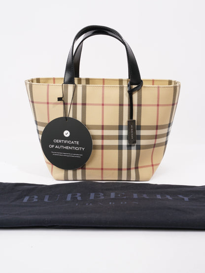 Burberry Check Tote House Check / Black Canvas Small