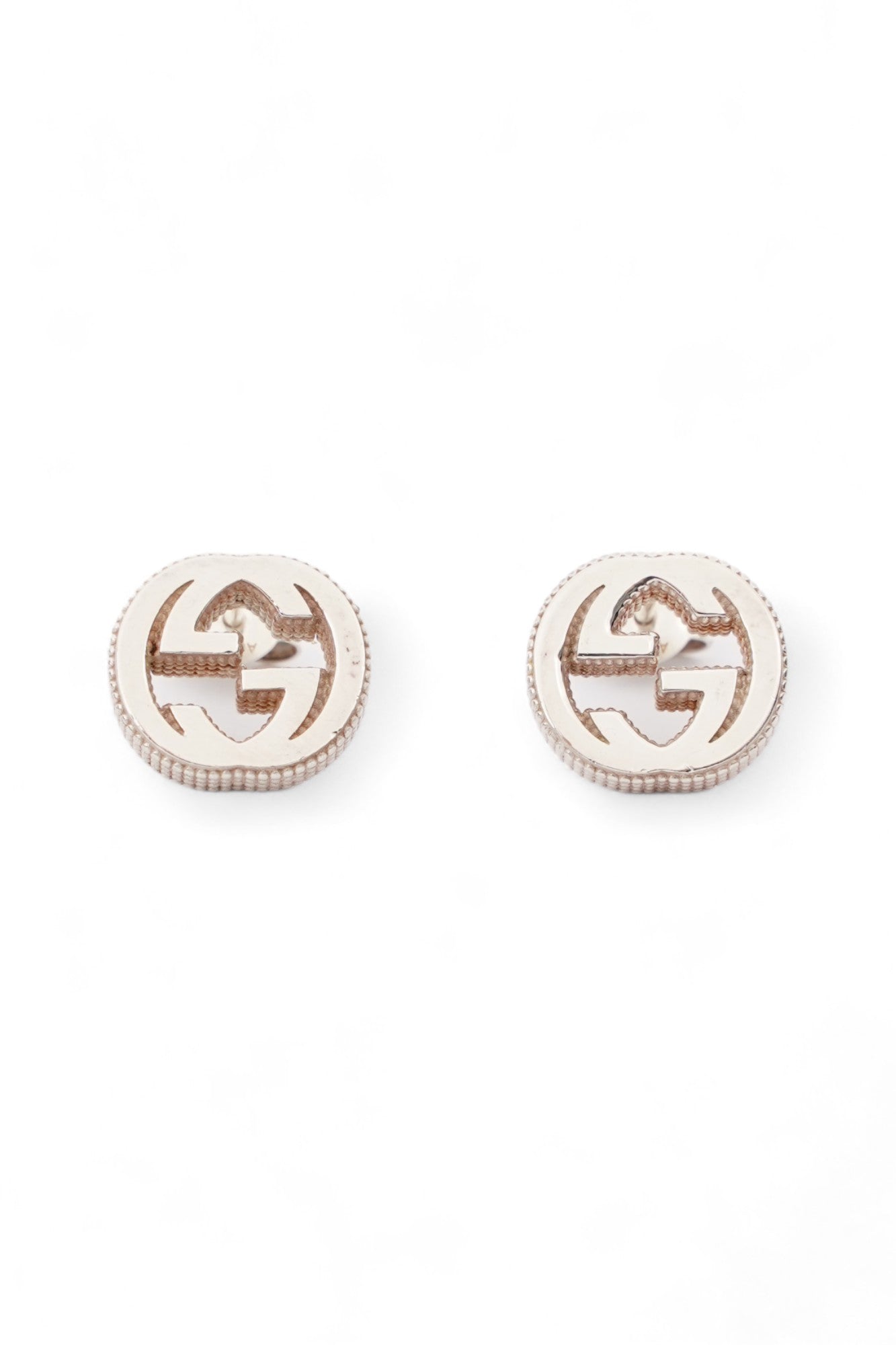 Gucci Interlocking Earrings Silver Silver Sterling