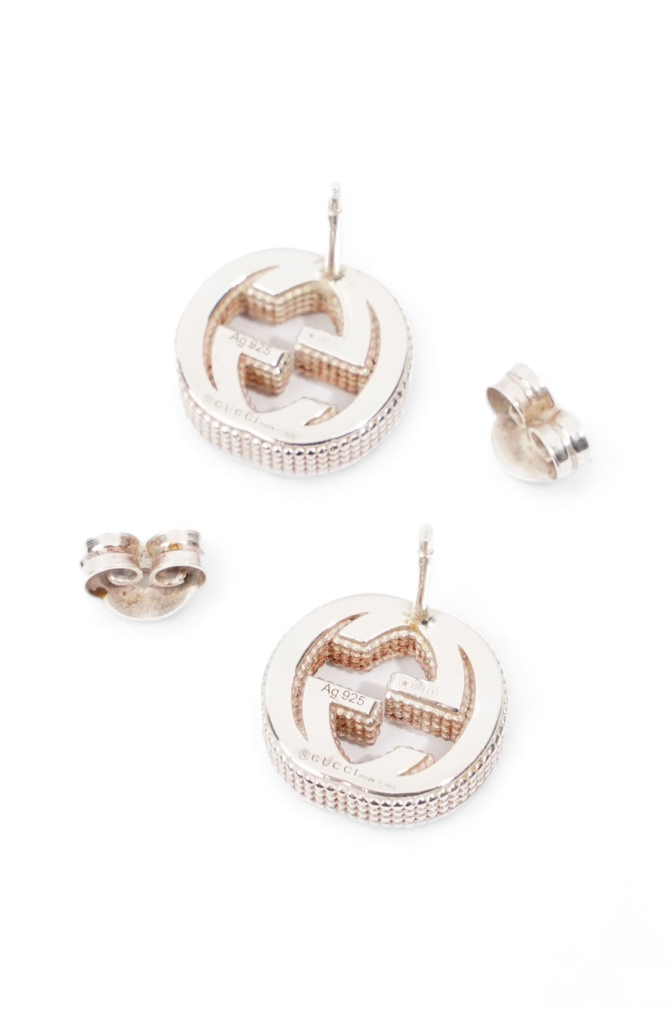 Gucci Interlocking Earrings Silver Silver Sterling