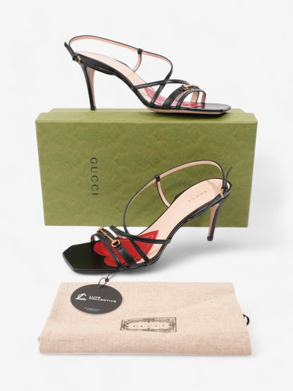 Gucci Victoria Strappy Horsebit Sandals  80 Black / Nude / Red Leather EU 40 UK 7