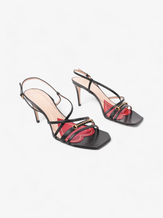 Gucci Victoria Strappy Horsebit Sandals  80 Black / Nude / Red Leather EU 40 UK 7