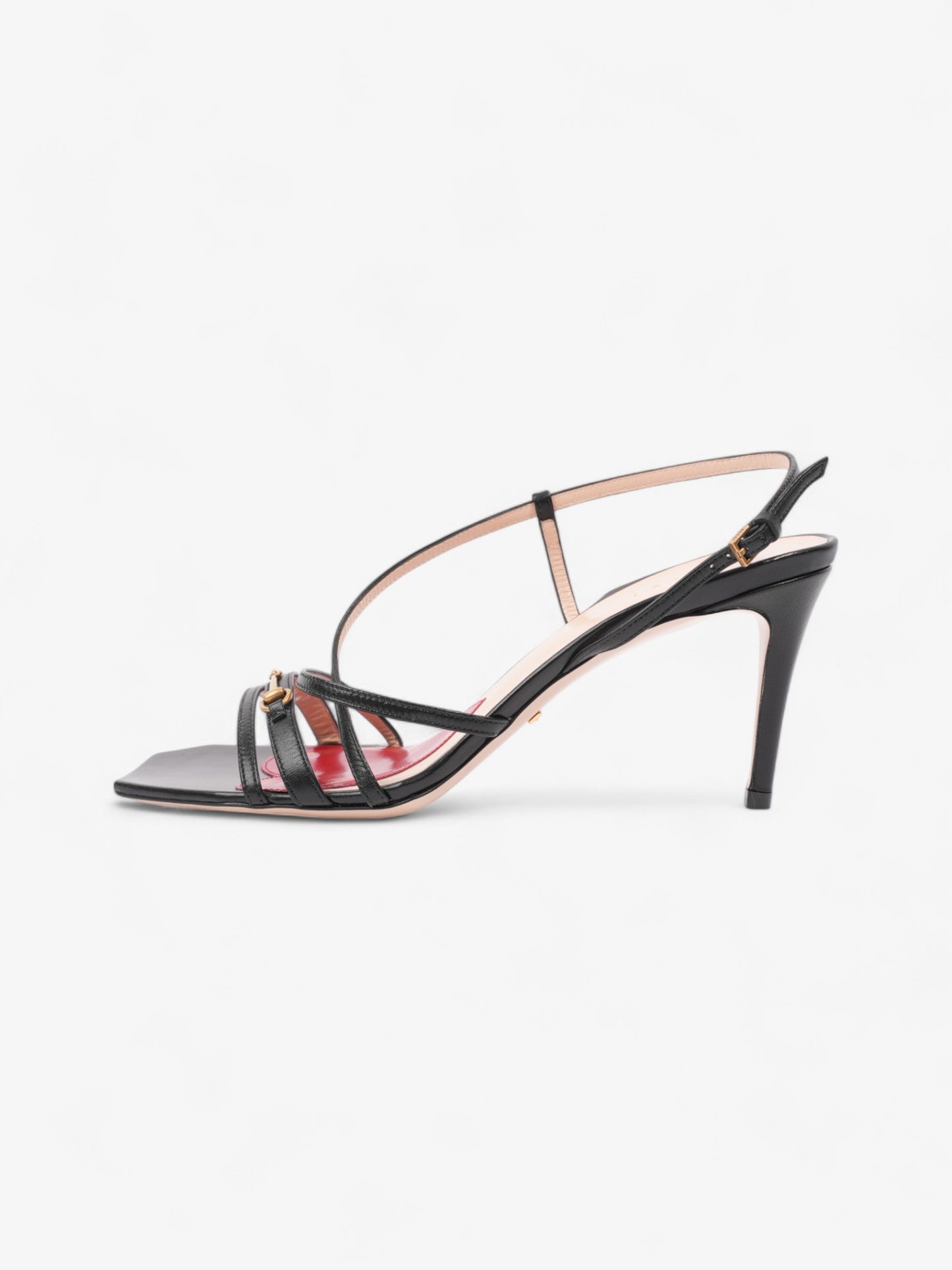 Gucci Victoria Strappy Horsebit Sandals  80 Black / Nude / Red Leather EU 40 UK 7
