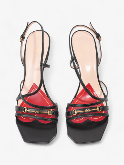 Gucci Victoria Strappy Horsebit Sandals  80 Black / Nude / Red Leather EU 40 UK 7