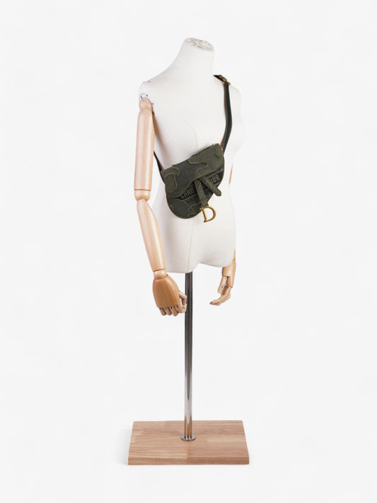 Christian Dior Saddle Belt Bag Green Camouflage Canvas