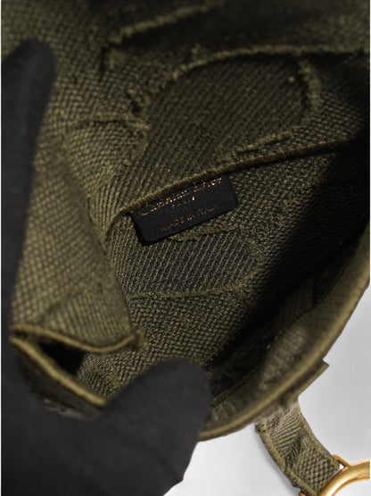 Christian Dior Saddle Belt Bag Green Camouflage Canvas