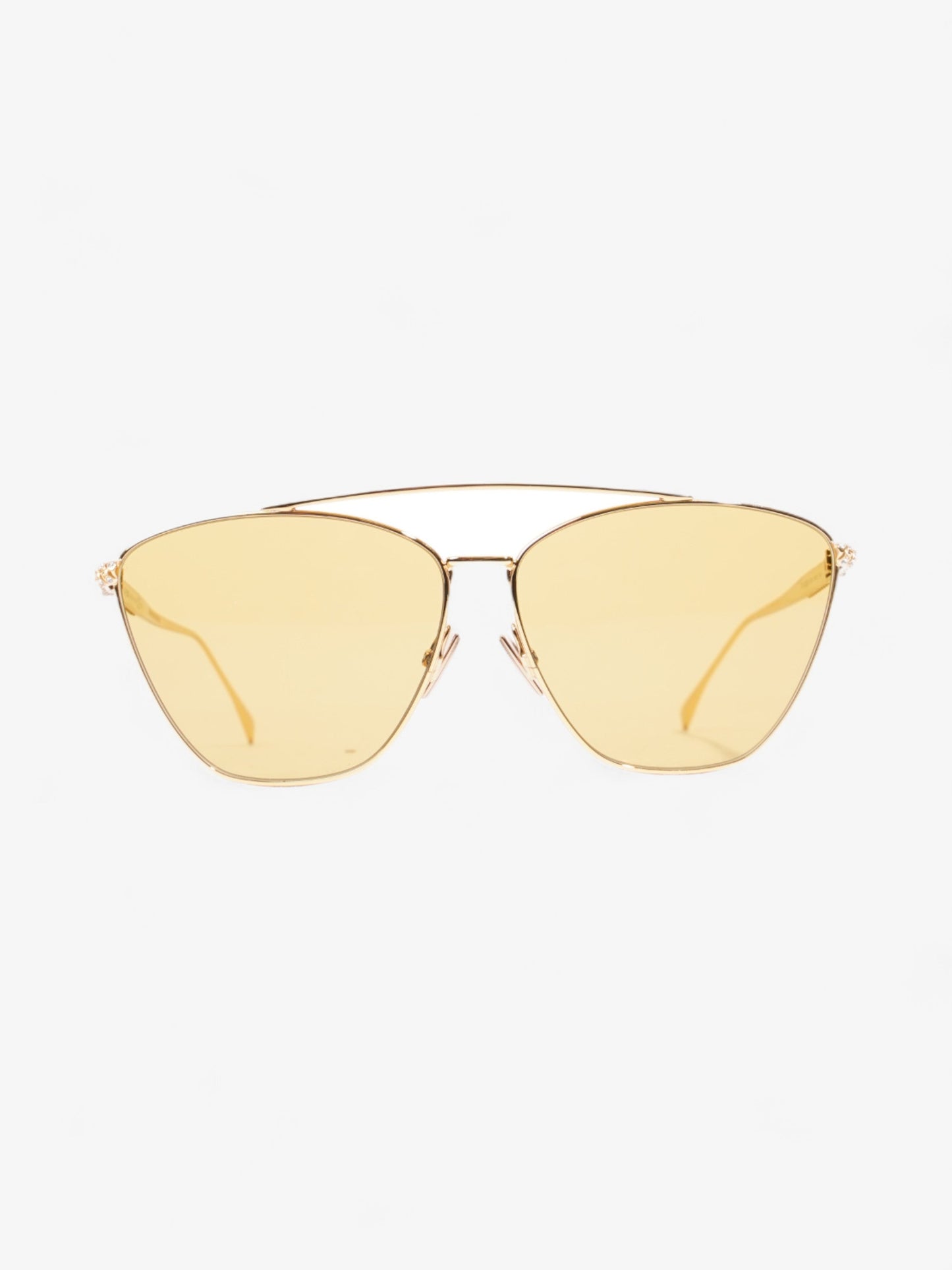 Fendi Embellished Aviator Sunglasses Gold Base Metal 145mm