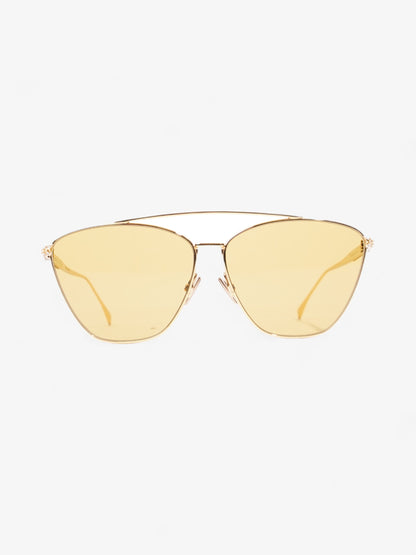 Fendi Embellished Aviator Sunglasses Gold Base Metal 145mm