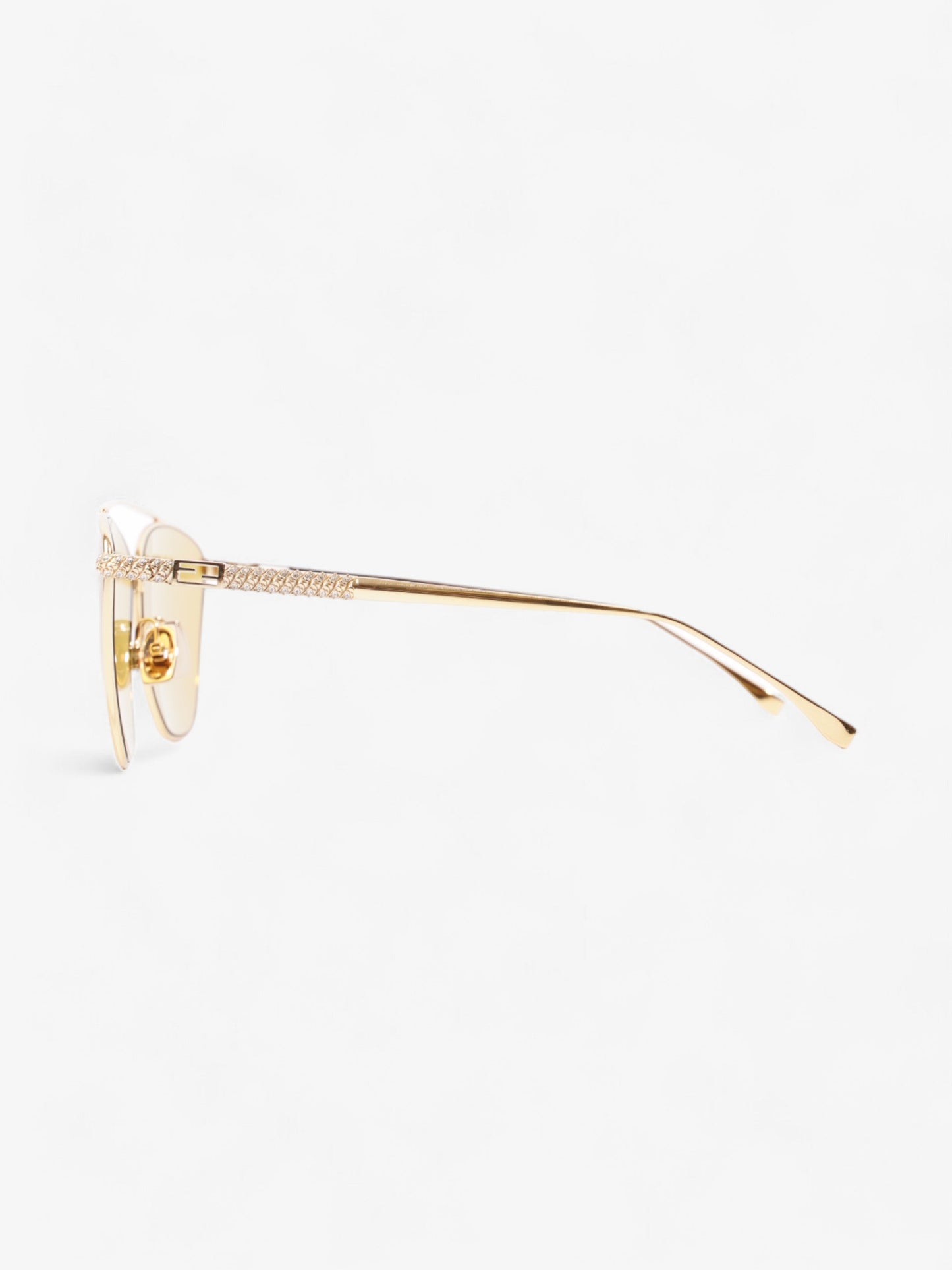 Fendi Embellished Aviator Sunglasses Gold Base Metal 145mm