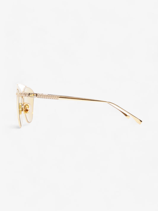 Fendi Embellished Aviator Sunglasses Gold Base Metal 145mm