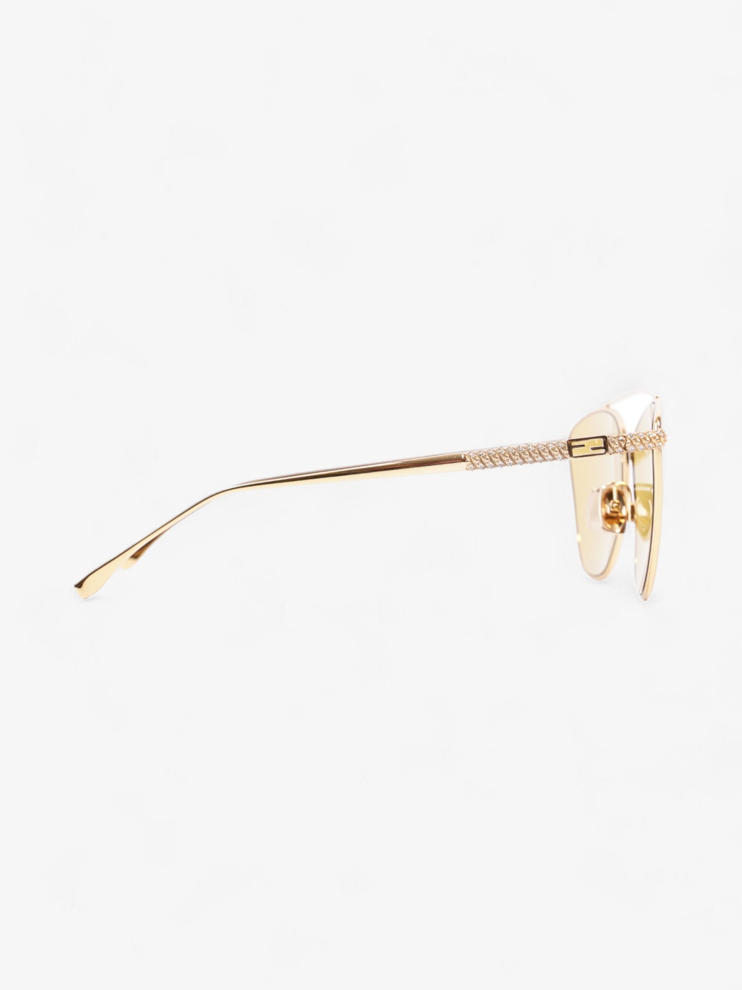 Fendi Embellished Aviator Sunglasses Gold Base Metal 145mm