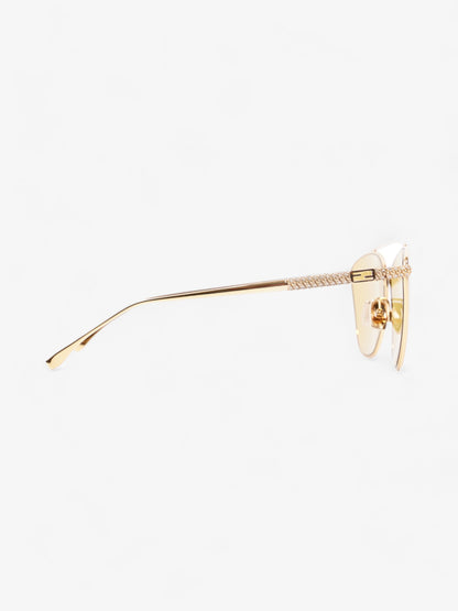 Fendi Embellished Aviator Sunglasses Gold Base Metal 145mm