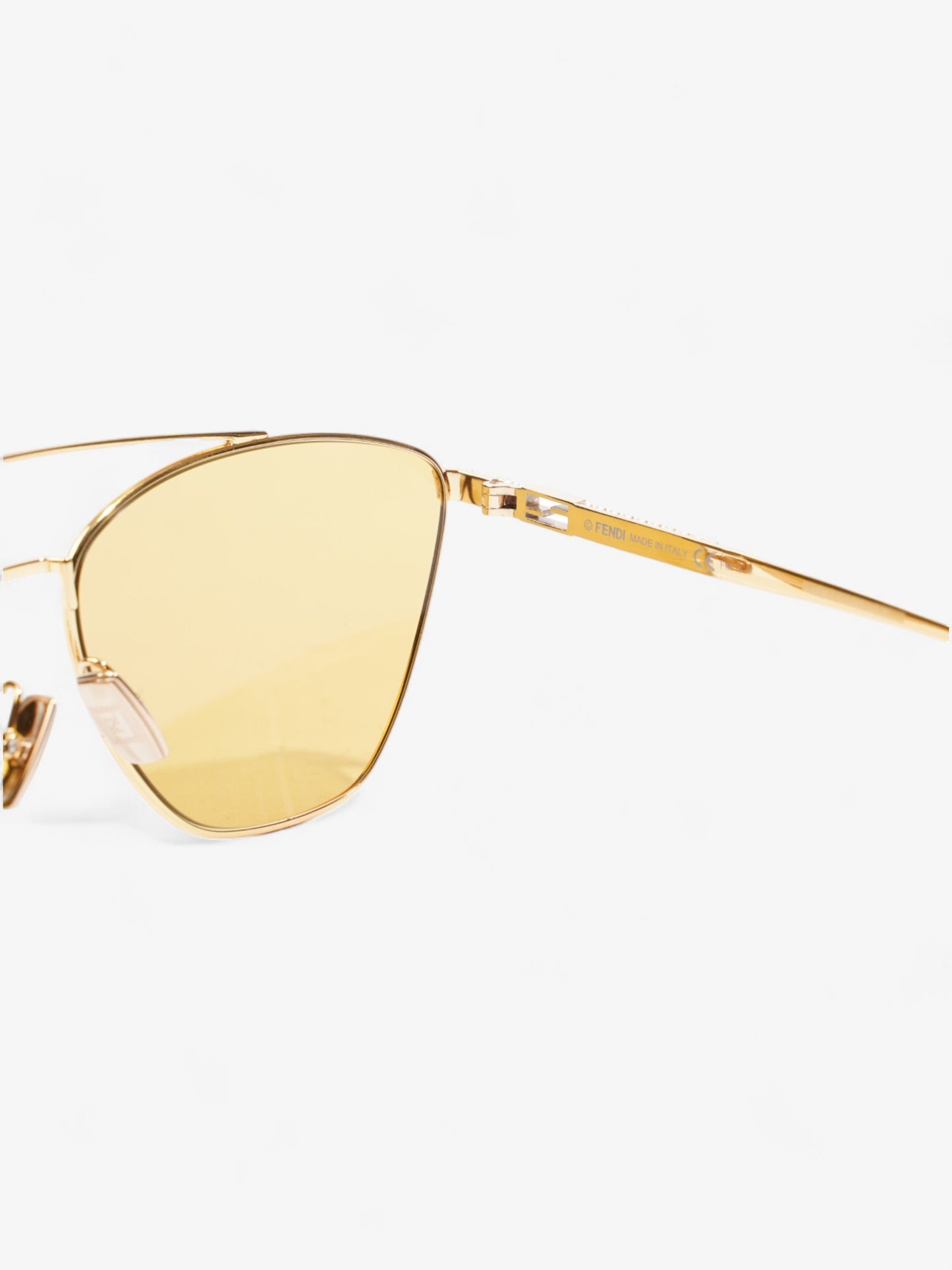 Fendi Embellished Aviator Sunglasses Gold Base Metal 145mm