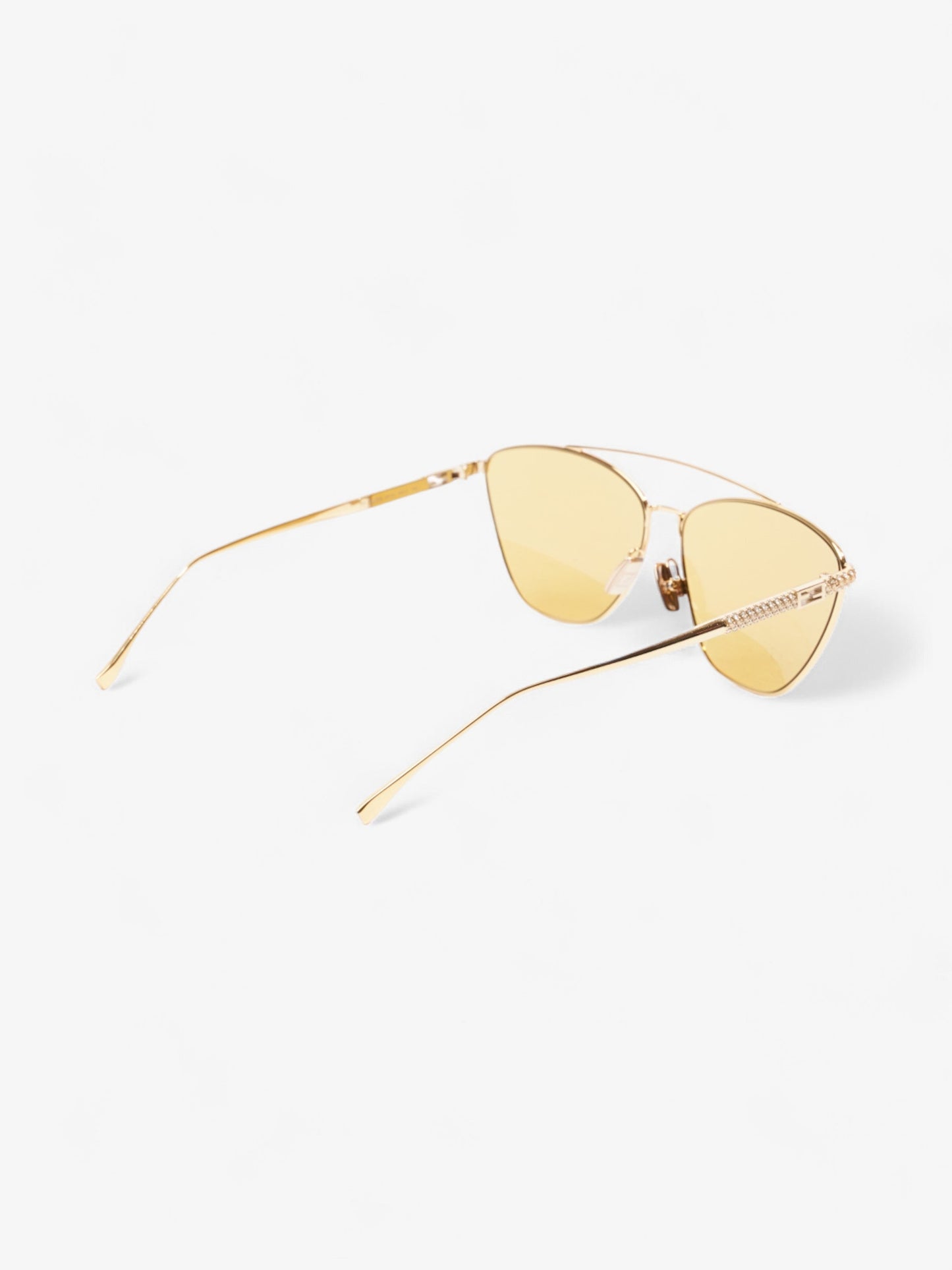 Fendi Embellished Aviator Sunglasses Gold Base Metal 145mm