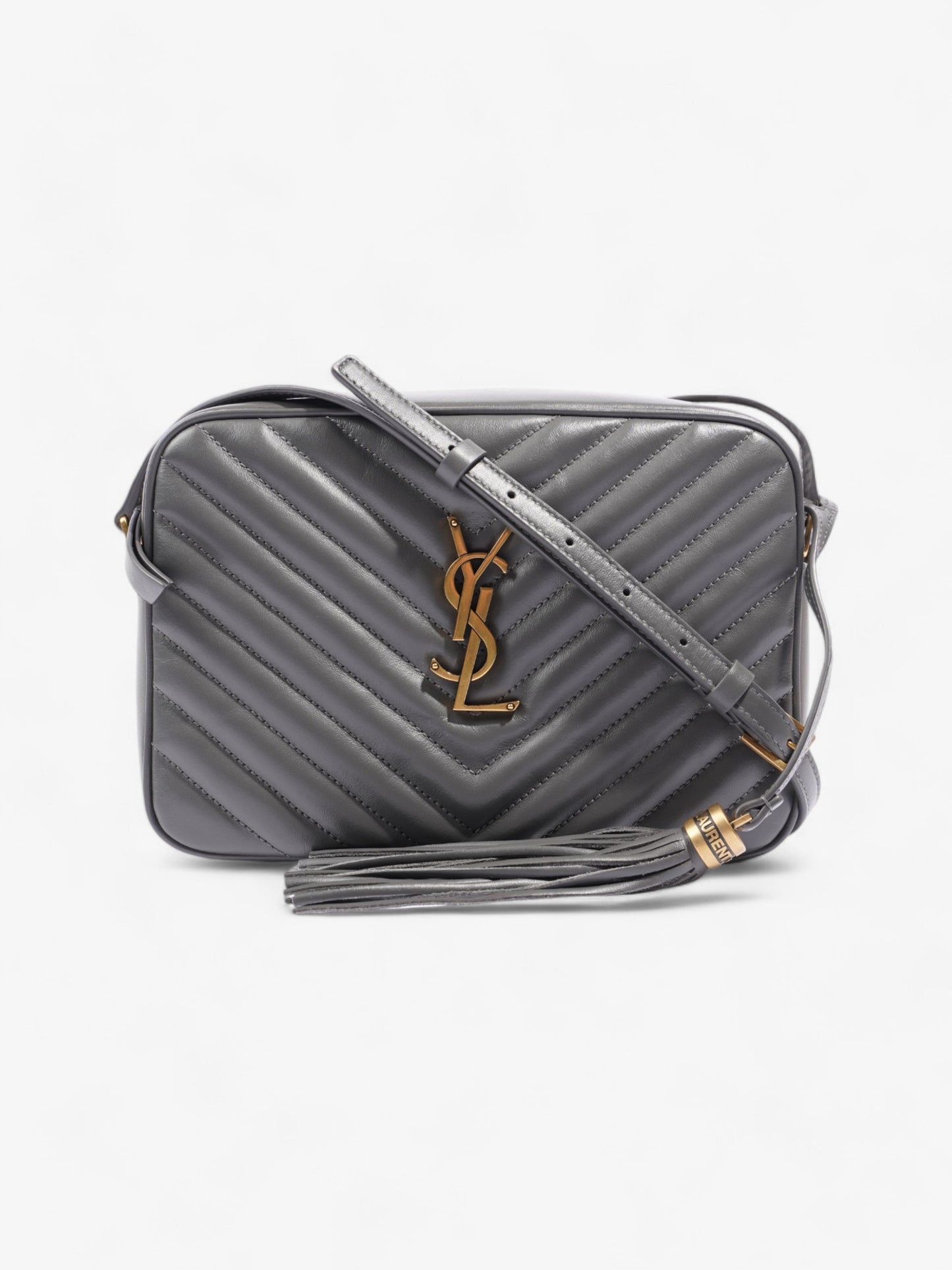 Saint Laurent Lou Monogram Camera Bag Grey Calfskin Leather