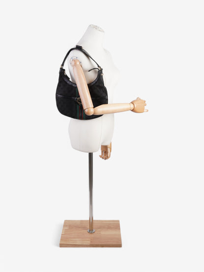 Gucci Jackie 1961 GG Shoulder Bag Black / Red / Green Canvas