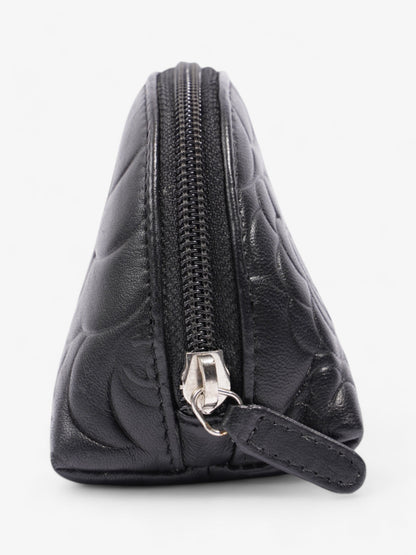 Chanel Camellia Cosmetic Pouch Black Lambskin Leather