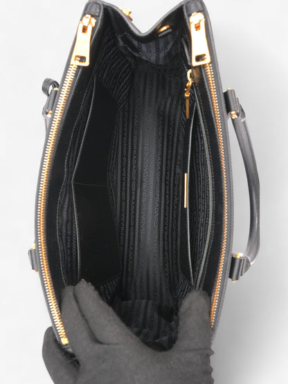 Prada Galleria Double Zip Tote Black Saffiano Leather