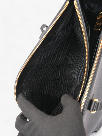 Prada Galleria Double Zip Tote Black Saffiano Leather